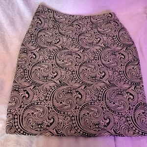 Ann Taylor Black and White  Paisley Swirl A-Line Skirt